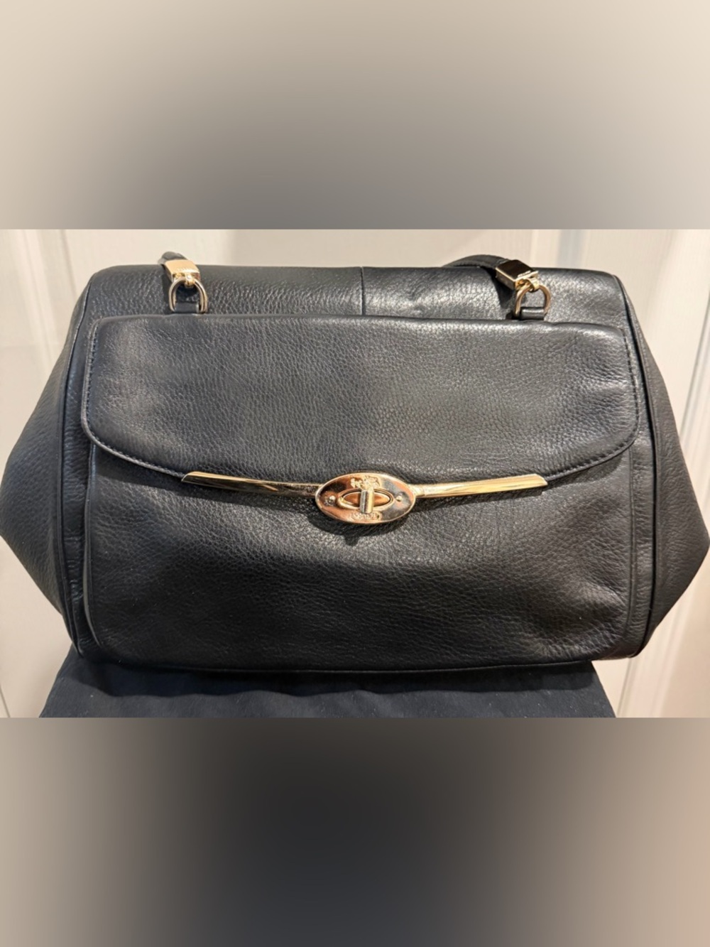 Coach Madison Madeline East/West Satchel in black pebbled leather 25166